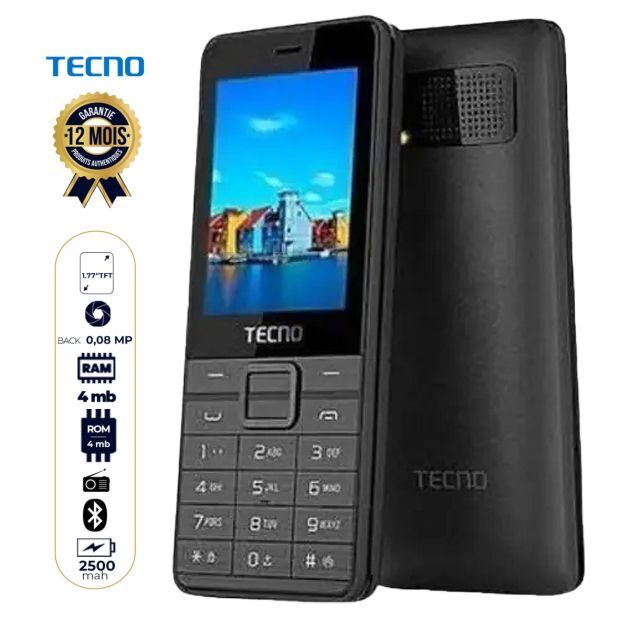Téléphone portable Tecno T352 - 1.77" - 4 Mo/4 Mo RAM - 2500 mAh - Double Sim - Garantie 12 Mois
