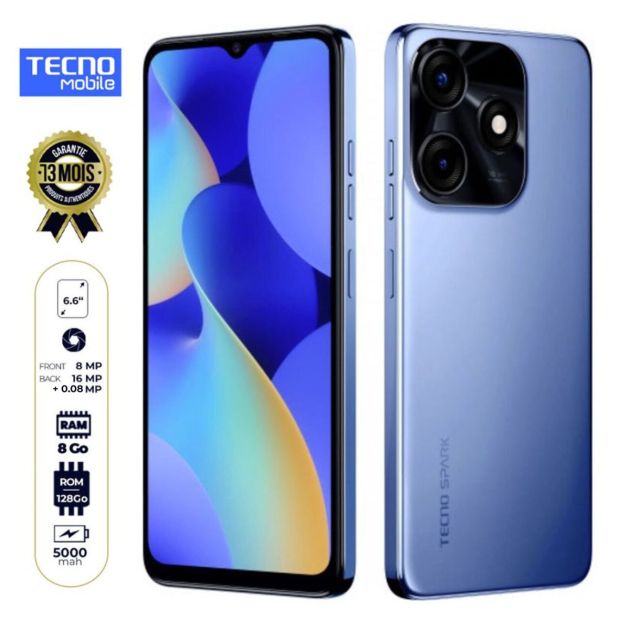 Tecno Spark 10C - 6.6" - 128Go/8Go - 16MP/8MP - Dual nano sim - 5000mAh - 13 mois