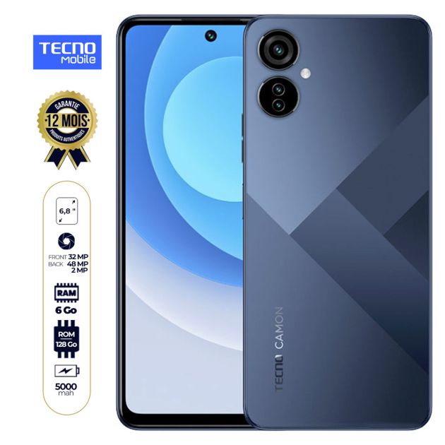 TECNO CAMON 19 NEO - 6.8" - 128Go/6Go - 48MP+2MP/32MP - 5000mAh - 13 mois