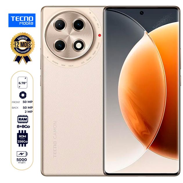 Tecno Camon 30S Pro - 256 Go - 8 Go RAM - 6,78'' AMOLED 120 Hz - 50 MP + 2 MP/ 50 MP - Dual Nano SIM - 5000 mAh - Garantie 12 mois