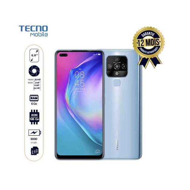 Tecno Camon 16  Pro - 128Go Rom/6Go Ram - 64MP+8MP+2MP+2MP /16MP+2MP - 5000mAh - 12 Mois De Garantie