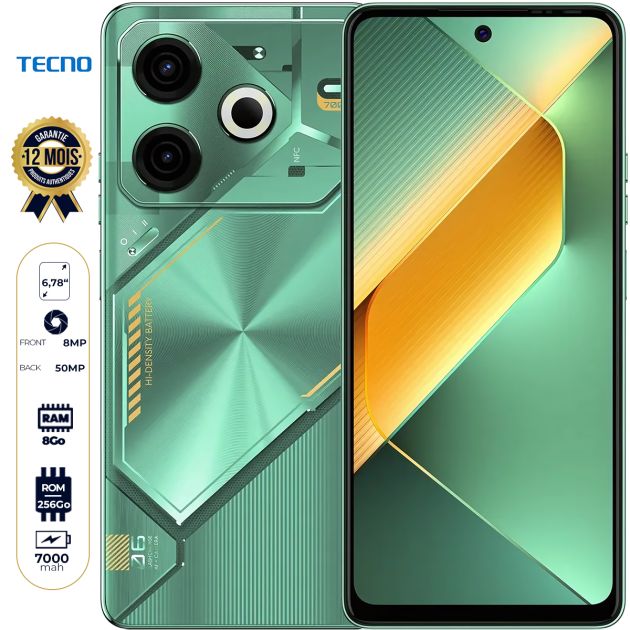 Tecno Pova 6 Néo - 256 Go - 8Go RAM - 6.78 '' - Dual Nano SIM - 50MP/8 MP - 7000 mAh - Garantie 12 mois