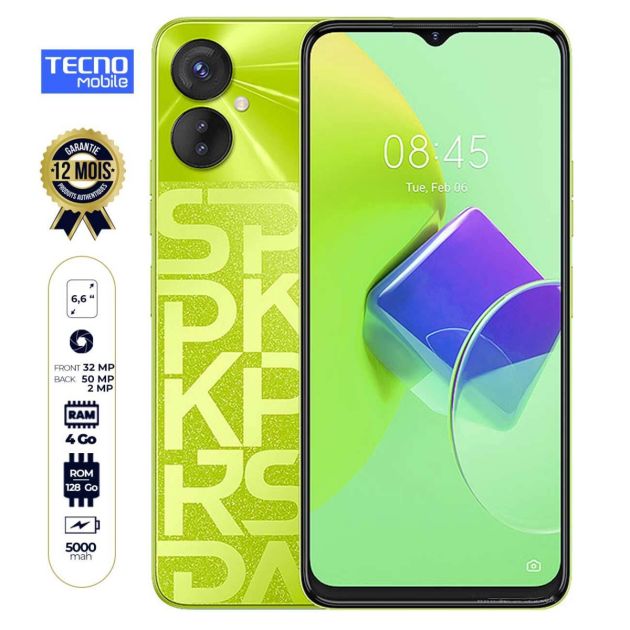 Tecno Spark 9 Pro - 128Go/4Go - 6.6" - 5000mAh -  50MP+2MP/32MP - 12 mois de garantie