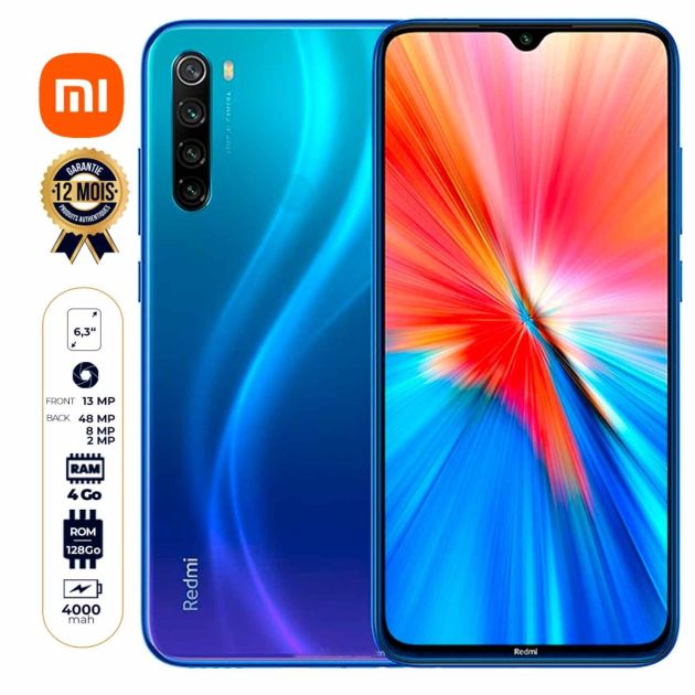 Xiaomi Redmi Note 8 2021- 128Go/4Go - 6.3" - 48MP+8MP+2MP+2MP /13MP - 4000mA - Garantie 12 Mois