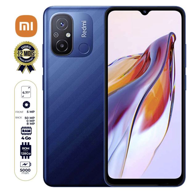 Xiaomi Redmi 12C - 6.71" - 128Go /4Go RAM - 2SIM - 50MP+0.8MP/5MP - 5000 mAh - 12 Mois de garantie