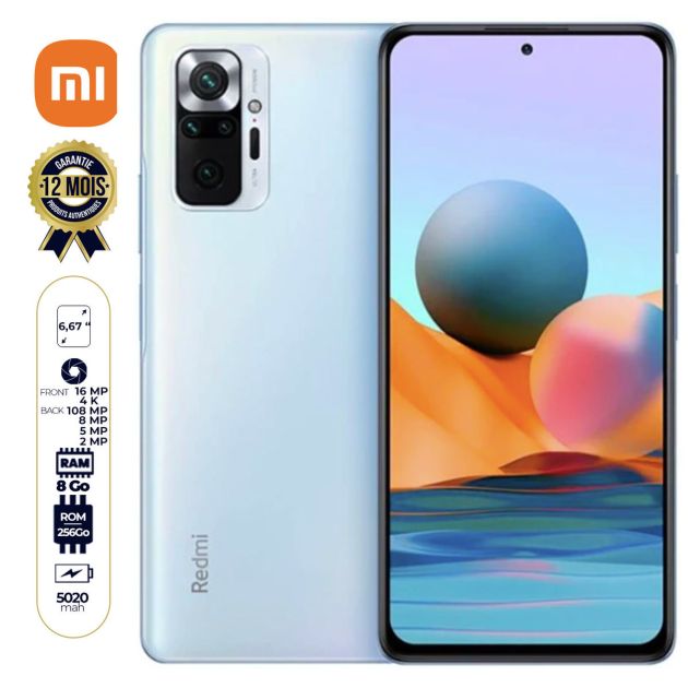 Xiaomi Redmi Note 10 Pro - 256 Go/8Go RAM - 6.67" - 2 SIM - 108MP+8MP+5MP+2MP 4K/16MP - 5020mAh - version globale - 12 mois de garantie
