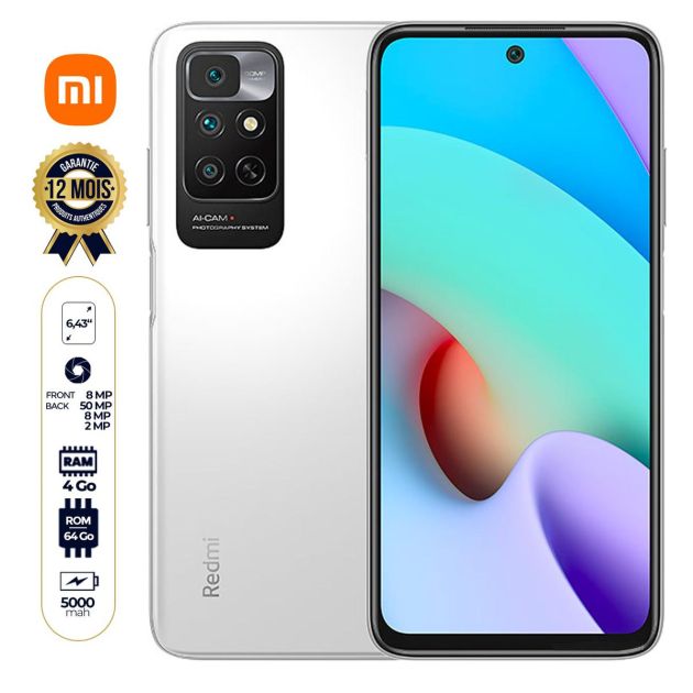 Xiaomi Redmi Note 11 version globale - 6.43" - 64Go/4Go RAM - 2 SIM - 50MP+8MP+2MP/8MP - 5000 mAh - 12 mois de garantie